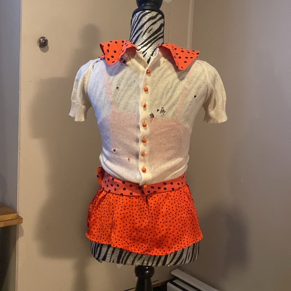 LOUIS VUITTON sz XS Polkadot and ladybug cream sweater DAMAGED/upcycle repurpose
